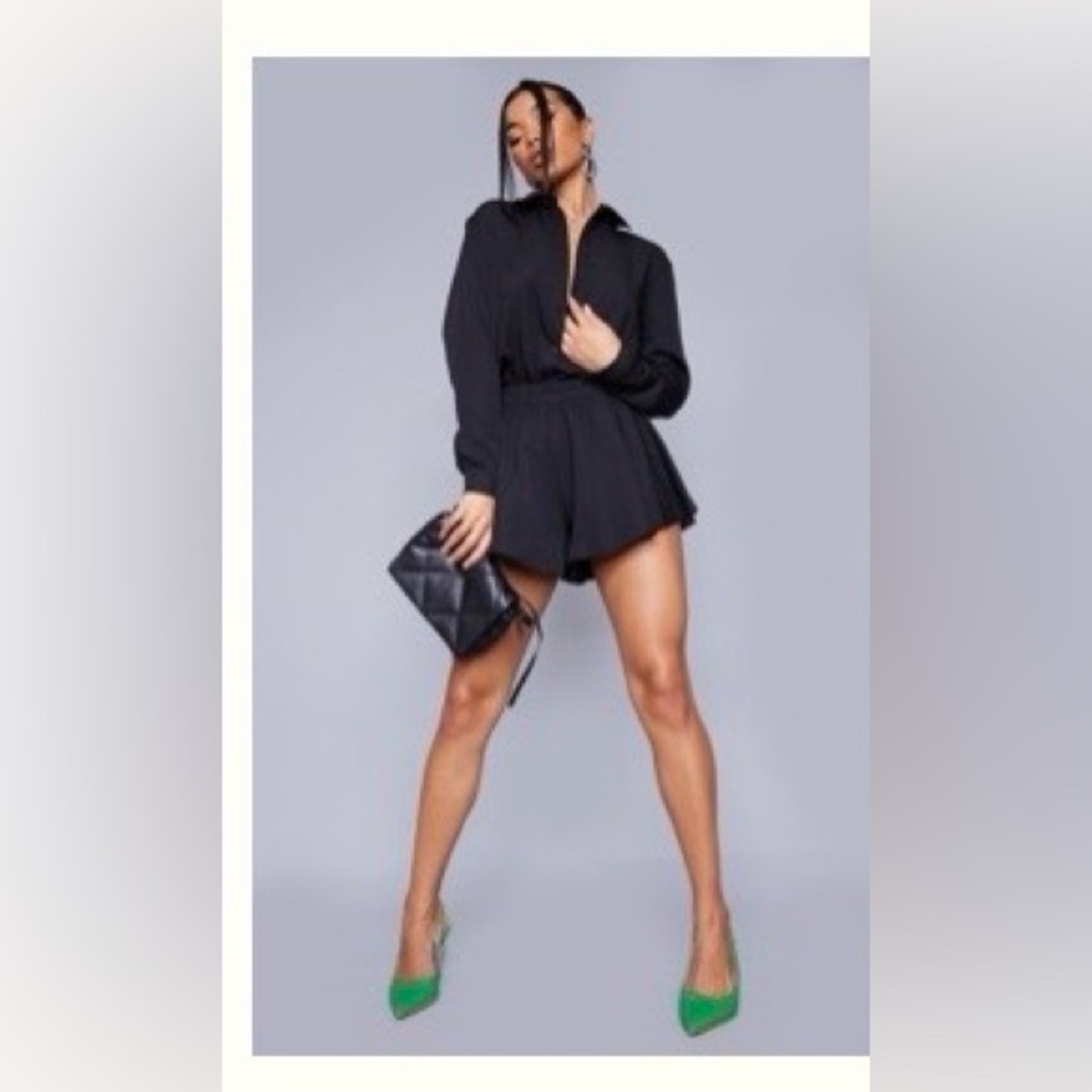 PrettyLittleThing Black Shorts Set